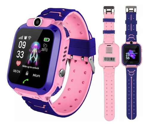 Reloj Inteligente Para Niños Gps Sos 1.54'' Trajepara Caja Blanco Correa Rosa Bisel Azul Diseño De La Correa Mesh