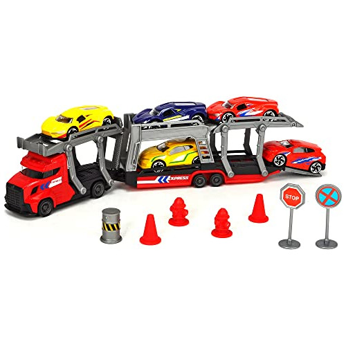 Dickie Toys - Set De Transportador Con 5 Coches Fundidos A P