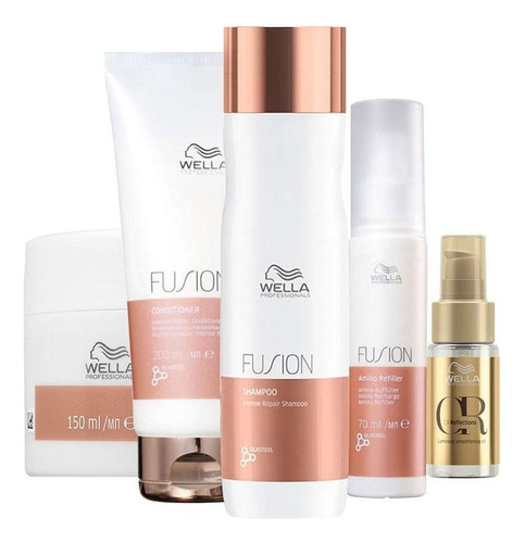 Kit Wella Pro Fusion Sh250+cd200+masc150+oil30+tt Rf70