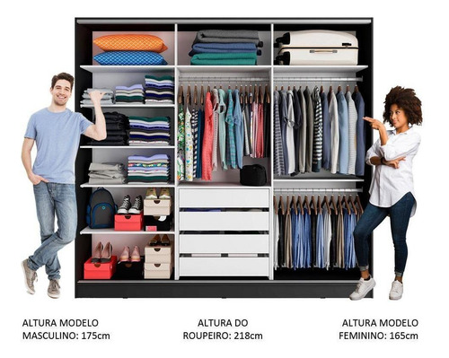 Ropero Closet Madesa Royale 3 Puertas 2 Espejo N Color Negro