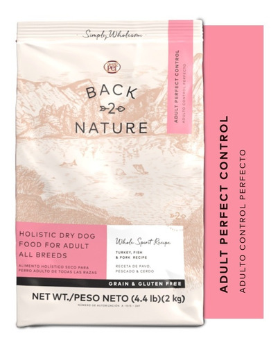 Back 2 Nature Holístico Control De Peso 2 Kg Pavo Y Pescado