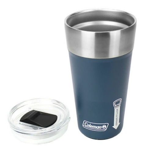 Imagem 1 de 10 de Copo Térmico De Cerveja C/abridor Azul 600ml - Coleman
