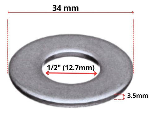 Golilla/ Arandela Corriente (natural) De 1/2´´ 100 Un. Aprox