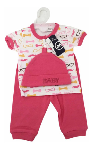 Conjunto Bebé 3 Piezas Talla 0 - 3 Meses 100% Algodón.