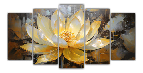 250x125cm Pintura De Loto Amarillo Estilo Decorativo De Cinc