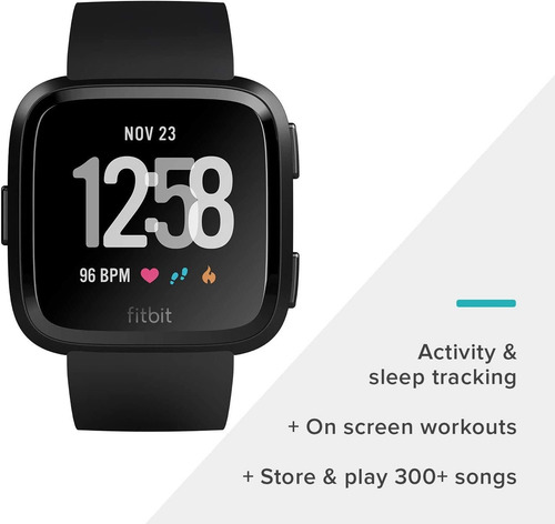 Reloj Inteligente Fitbit Versa, Aluminio Negro, Talla Unica