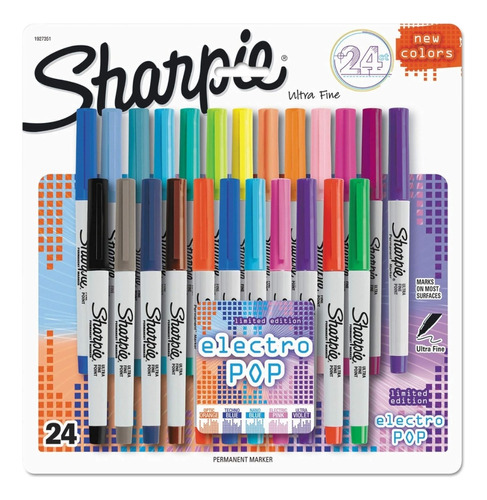Set De 24 Marcadores Electro Pop Ultra Fina Sharpie Colores