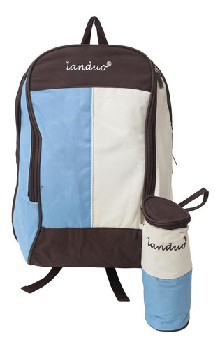 Pañalera Moderna Mochila Landuo Cambiador Bolsa Termica Color Azul Diseño de la tela LP19SOL2