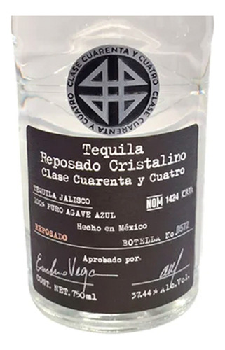 Tequila Clase Cuarenta Y Cuatro Cristalino 750 Ml