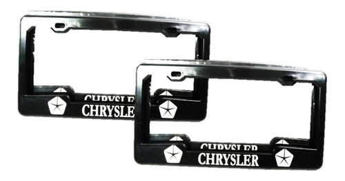 Porta Placa Plastico Para Carro Negro Con Logo Chrysler Par