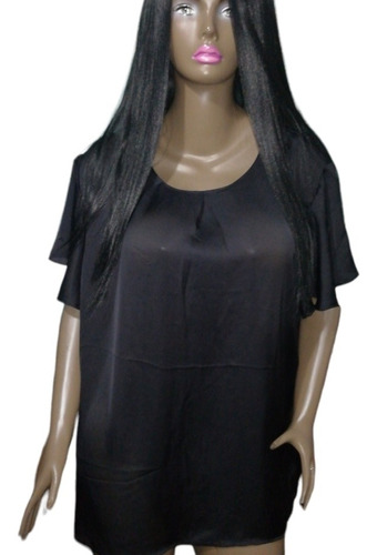 Blusa Talla Plus Seda Negra