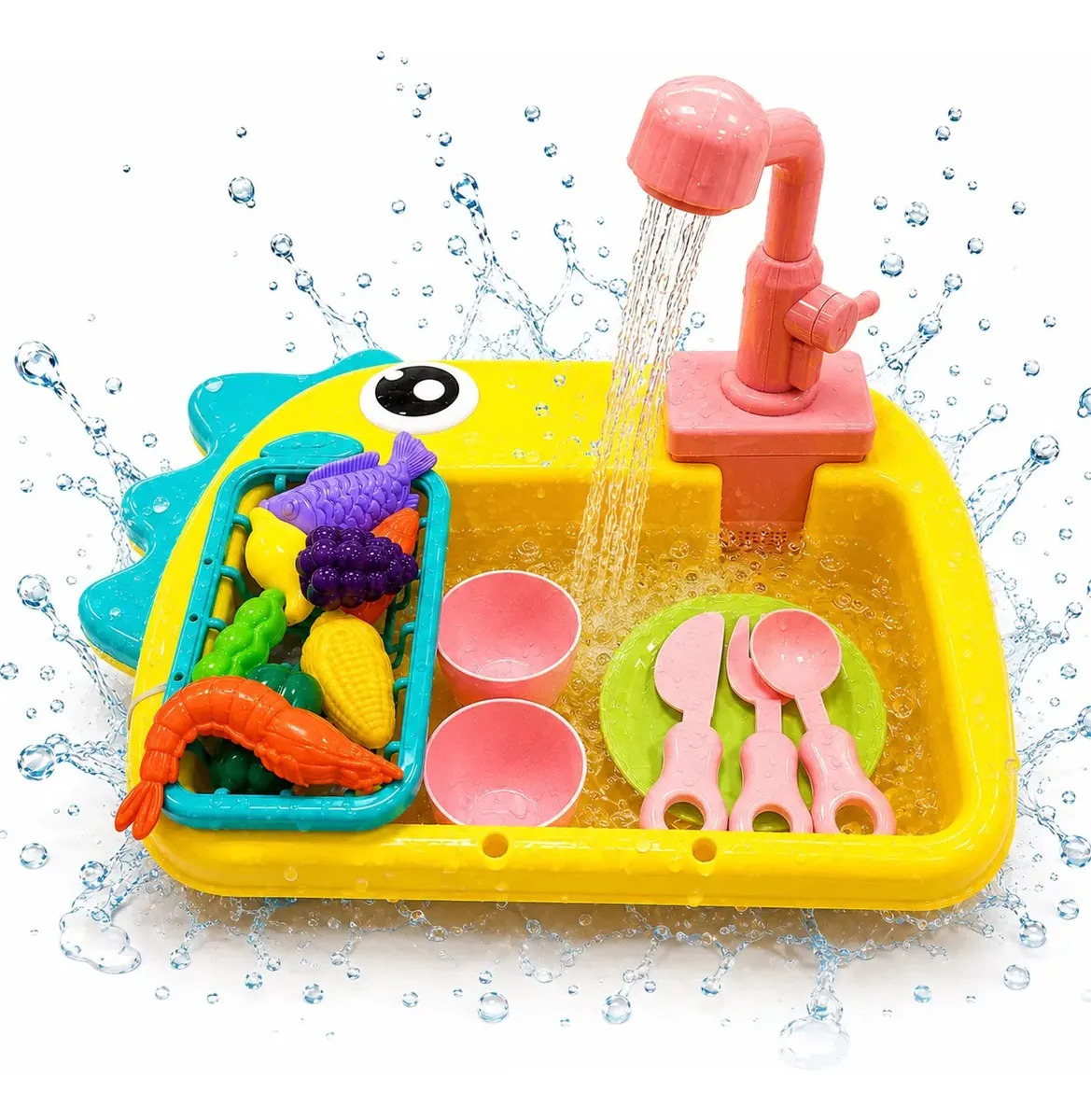Pia de Cozinha Infantil Speedraptor com Água de Verdade e 17 Acessórios