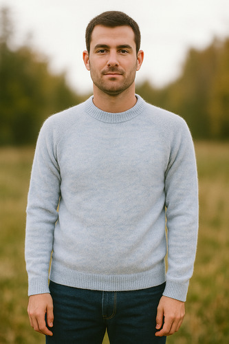 Sweater Pullover Lana De Alpaca Liso Peinado