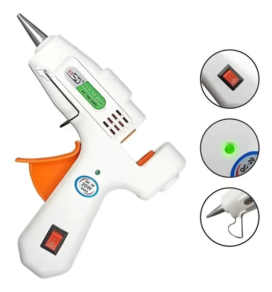 Pistola Cola Quente Bico Fino artesanato Profissional Branco 110 / 220v Niadri Imports