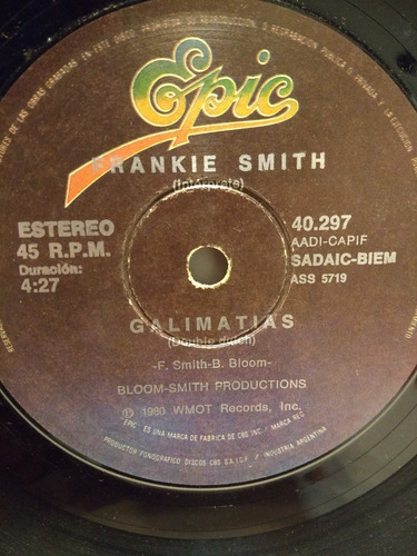 Vinilo En 7 Pulgadas Frankie Smith - Autobús Holandés (Usado)