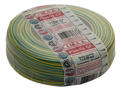 Cable Unipolar 2,50mm Pvc Verde/amarillo  Imsa Plastix Cf