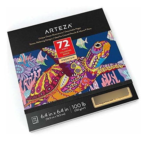 Libro De Colorear Adultos Arteza Diseños Oceánicos 72 Hojas