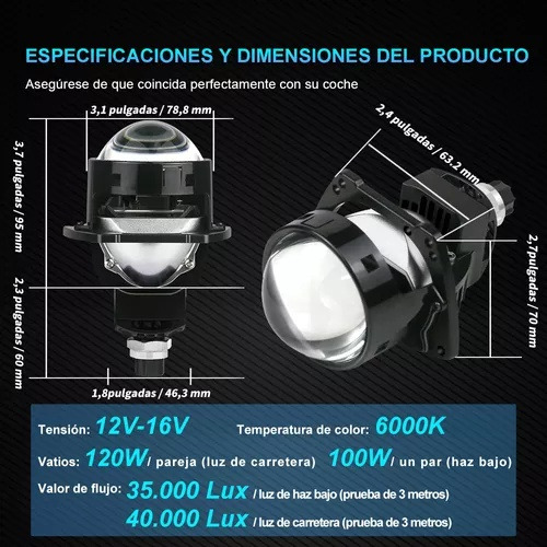 Farol H4 H7 Com Lente De Projetor Bi-led De 3 Polegadas