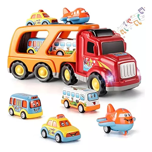  Juguetes para niños de 3 años, avión 5 en 1, juguetes para niños  con 4 mini autos, juguetes para niños de 3, 4, 5, 6 años, juguetes de  sonidos y luces