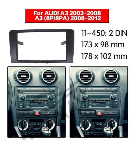 Imagen 3 de 7 de Marco Adaptador Estéreo Audi A3 Doble Din 2007 Al 2011