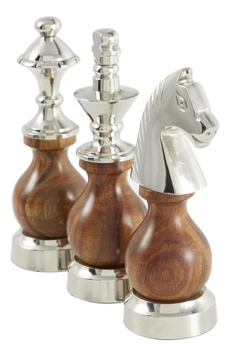 Piezas Decorativas Ajedrez Rey, Alfil Y Caballo Madera Y Met