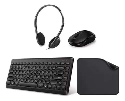 Kit Combo   Teclado Mouse Inalambrico Auriculares  Pad