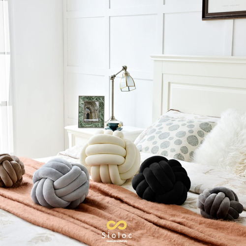 Almohadas Con Forma De Bola Con Nudo Redondo Sioloc, Tela De