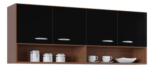 LG Amoblamientos mueble aéreo cocina 4 puertas 1.60m con vasera capuchino negro