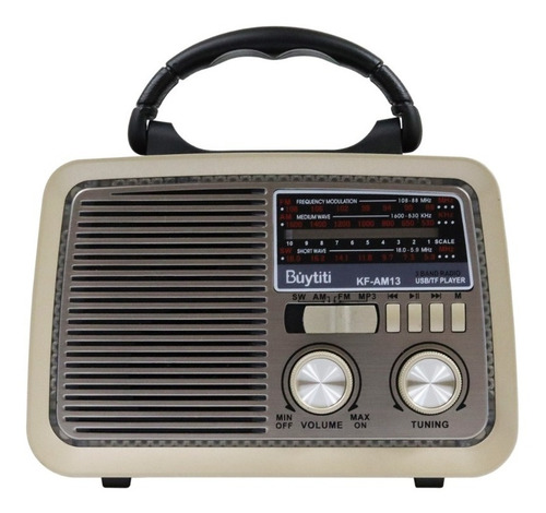 Imagen 9 de 10 de Bocina Portatil Radio Am Fm Usb Tf Aux Vintage Recargable