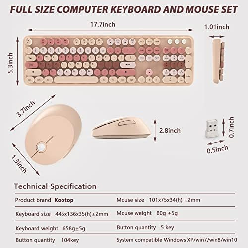 Teclado Y Mouse Inalámbricos, Lindo Teclado Y Mouse Kootop, 3 Té Con Leche.