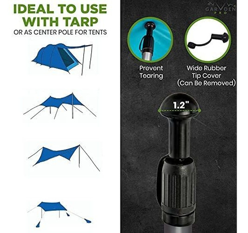 Imagen 4 de 6 de Varillas De Aluminio Ajustables Carpa Camping 4 Polos Negro