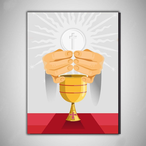Eucaristia Ilustração Quadro Religioso Mdf 30x20cm