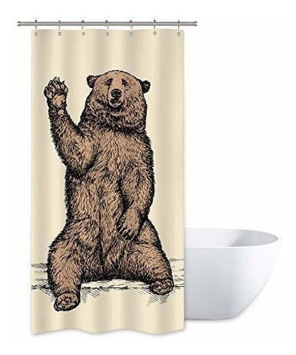 Riyidecor Stall Funny Bear Cortina De Ducha De 36 X 72 Pulga