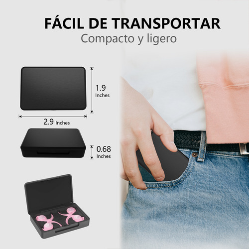2 Pares Tapones Para Los Oídos Silicona Suave Con Reducción Ruido Tapones Auditivos Lavables Y Reutilizables Color Rosa