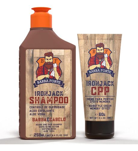 Shampoo Esfoliante + Creme Para Pentear Ironjack Barba Forte