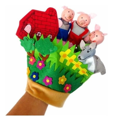 Imagen 4 de 10 de Titeres De Mano Manopla Tela Y Madera Didacticos Dramatizaci