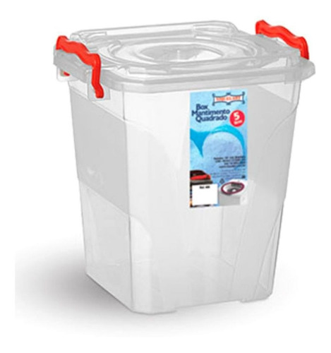 3 Caixa Box Org. Mantimentos Quadrado 5 Litros C/ Trava 466 Cor Natural