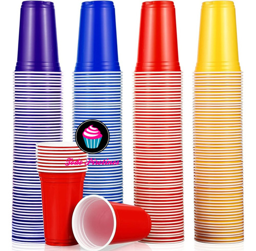 100 Vasos Plasticos Rojos Americanos Yankees Previas 400 Ml