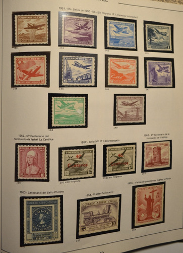 Cha140 Chile Varias Series Compl. Correo Aéreo 1951-55 Mint
