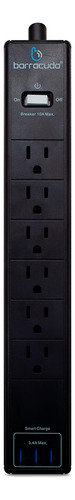 Supresor De Picos Multicontacto Sp106u Barracuda Color Negro