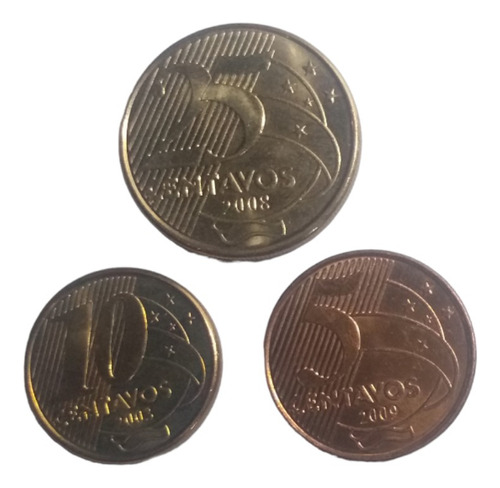 Monedas De Brasil 25 ,10 Y 5 Centavos 3 Piezas Nuevas