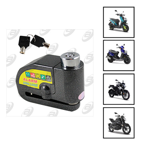 Candado Freno De Disco Con Alarma 9 Vcc Negro Rmb