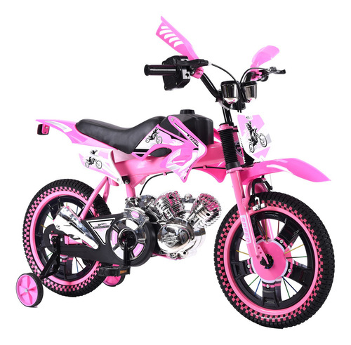 Bicicleta Entrenadora Niños Aeiou Baj-15005 R16 Motocross Color Rosa Tamaño Del Cuadro 16