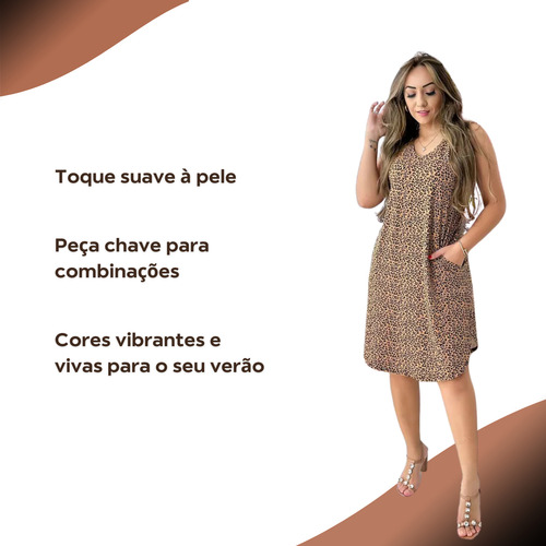 Vestido Curto Com Estampa De Animal Onça Decote Silhueta