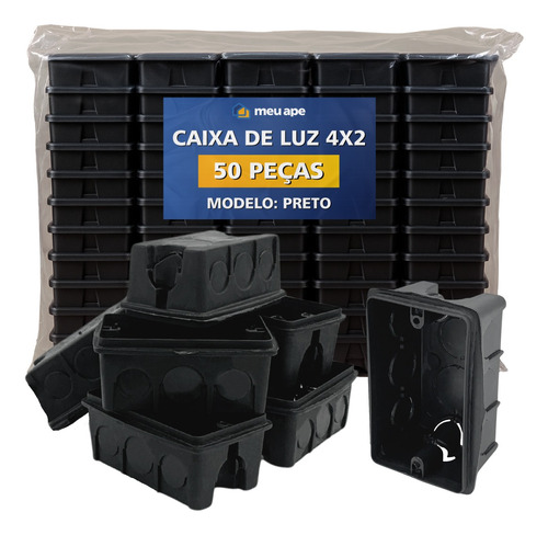 50 Caixa De Luz 4x2 Reforçada P/ Tomada Interruptor Embutir