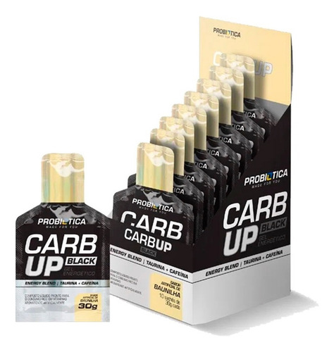 4 Caixas Carb Up Black Gel 10un/30g - Probiótica Sabor Baunilha