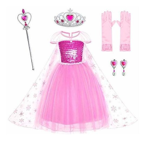 Vestido Princesa Fiesta Con Accesorios: Corona, Maza Y Guantes