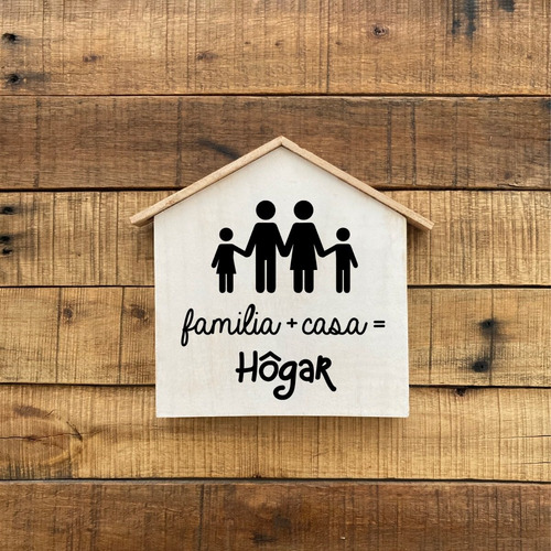 Imagen 2 de 2 de Casita Decorativa De Madera Vintage Familia + Casa = Hogar