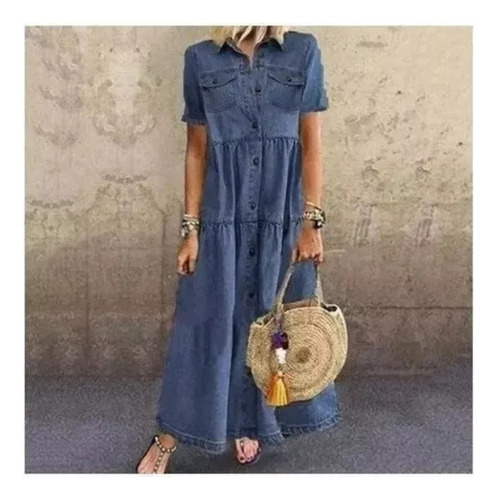 Ofertas Especiales Vestido De Mezclilla Largo Y Holgado Para