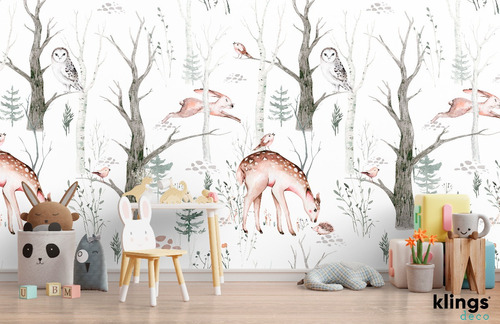 Vinilos Decorativos Mural Infantil Empapelado Ciervo Nordico